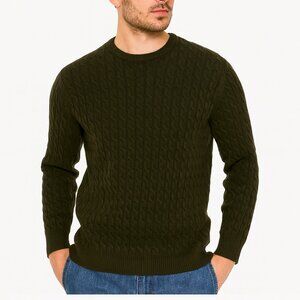 Brooks Brothers Sweater Men’s Small Green Lambs Wool Cashmere Blend Cable Knit